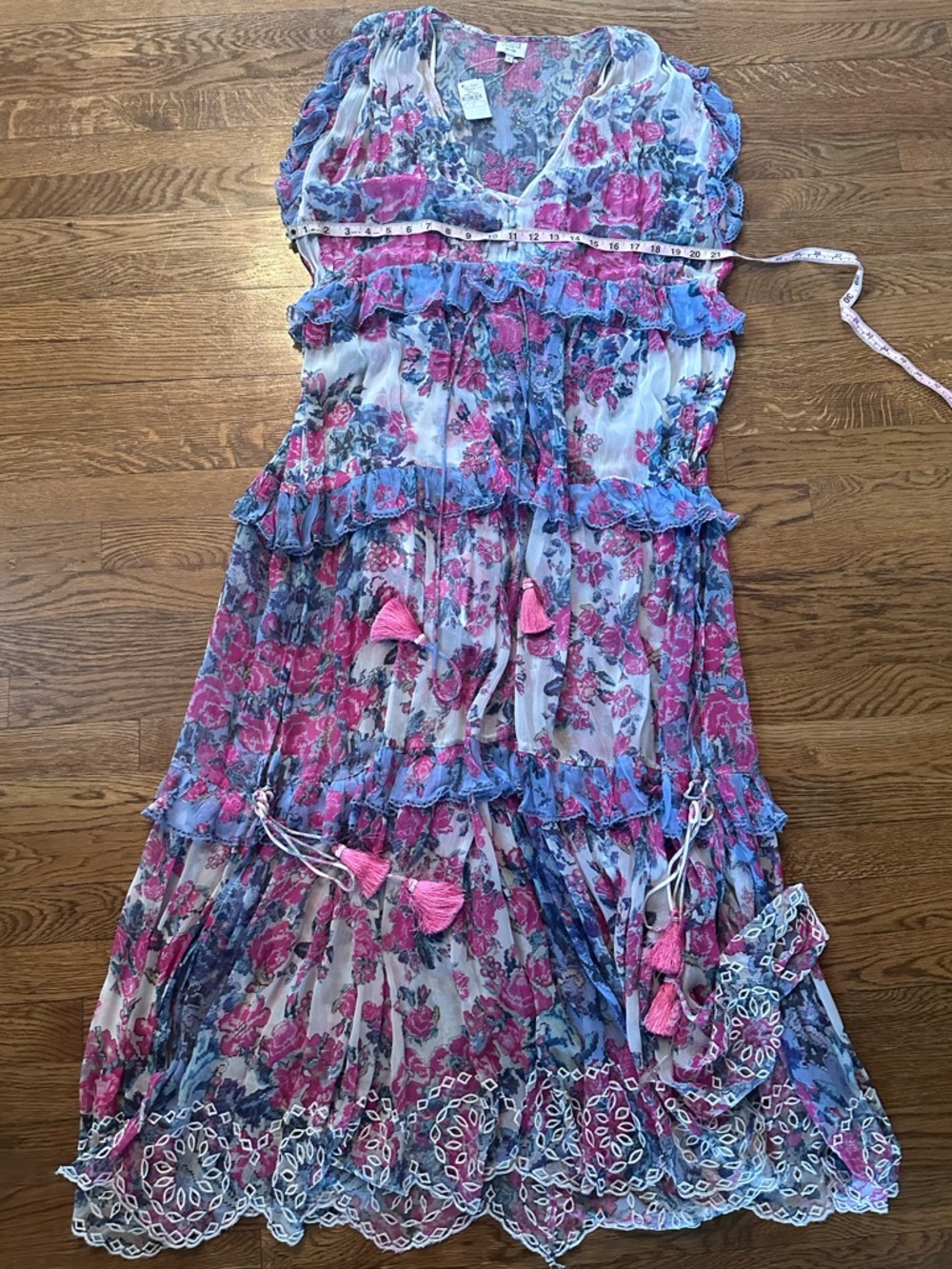 NWT Hemant and Nandita Tiered Maxi Ruffle Chiffon Maxi Dress size small video - Picture 14 of 16